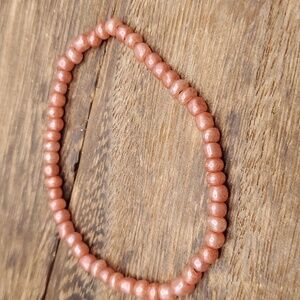 Milky pink czech glass beaded‎ bracelet B3137